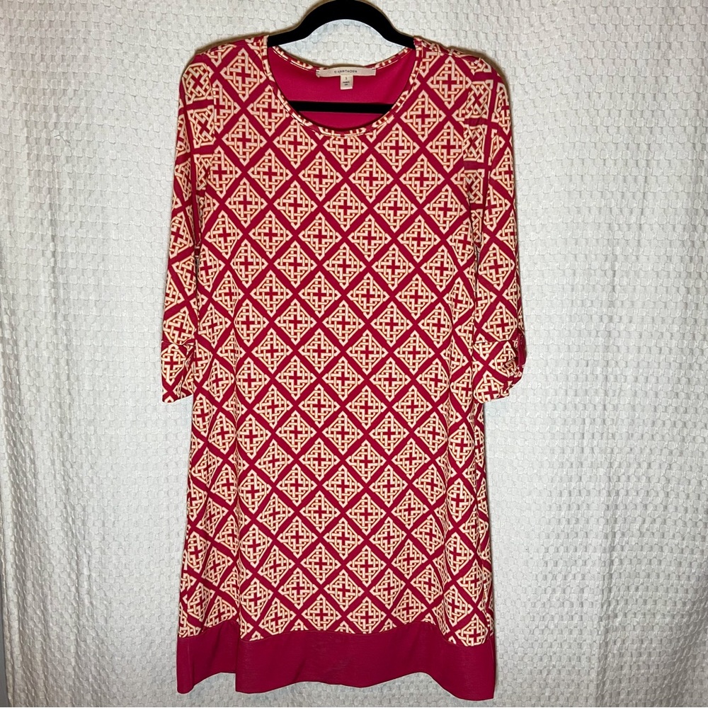 41 Hawthorn red trellis tile print tunic dress midi stitch fix sz S